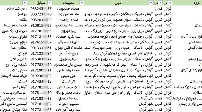 اطلاعات و لیست مشاغل شهر گراش