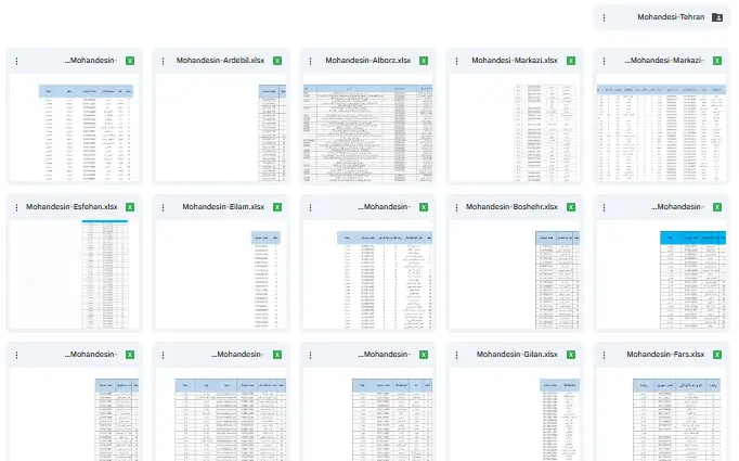 شماره موبایل مهندسین کشور