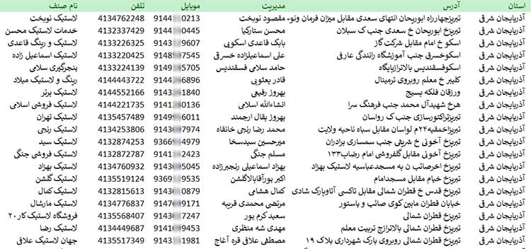 اطلاعات فروشندگان لاستیک کشور