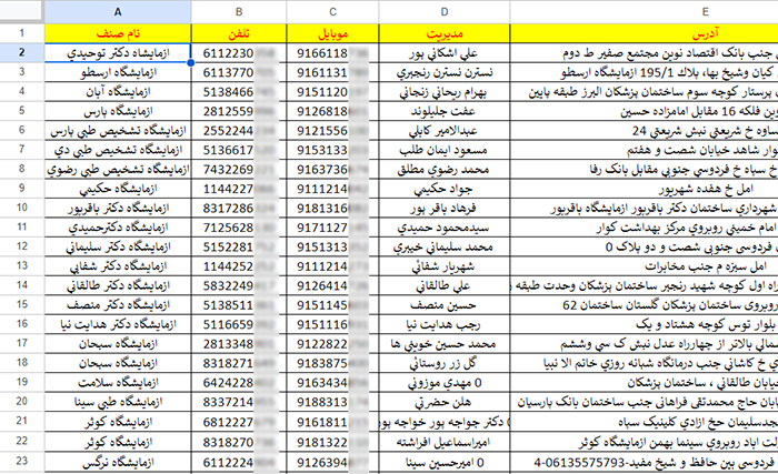 اطلاعات و موبایل پزشکان علوم آزمایشگاهی