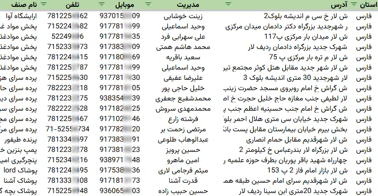 اطلاعات و لیست مشاغل شهر لارستان