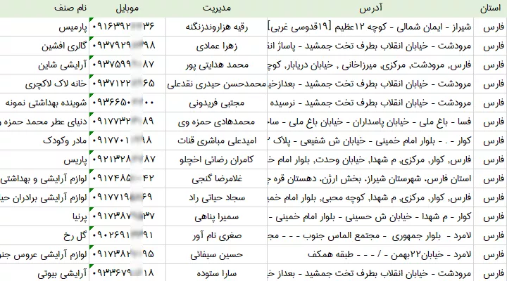 بانک اطلاعات آرایشی بهداشتی های فارس