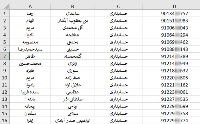 شماره تلفن و موبایل حسابداران ایران