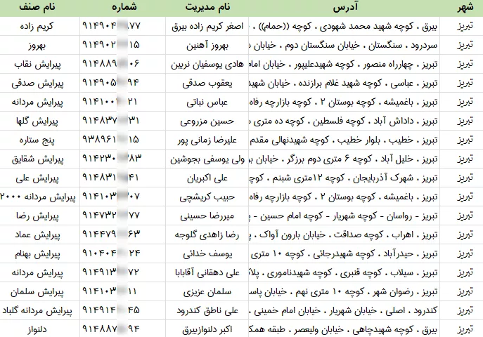اطلاعات آرایشگاه مردانه تبریز