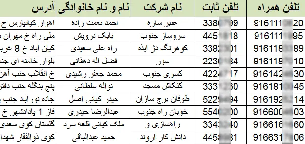 شماره موبایل انبوه سازان کردستان