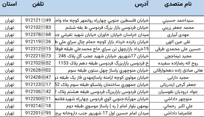 شماره موبایل سری دوزی های زنانه و مردانه تهران