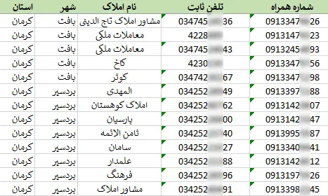 اطلاعات مشاورین املاک استان كرمان