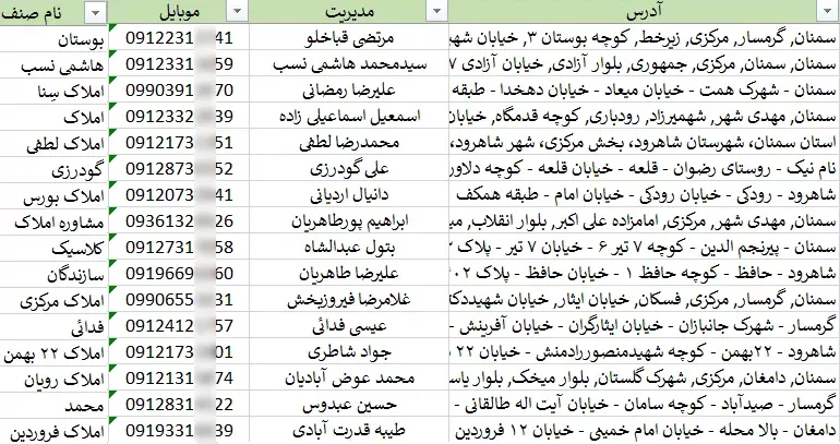 اطلاعات مشاورین املاک سمنان