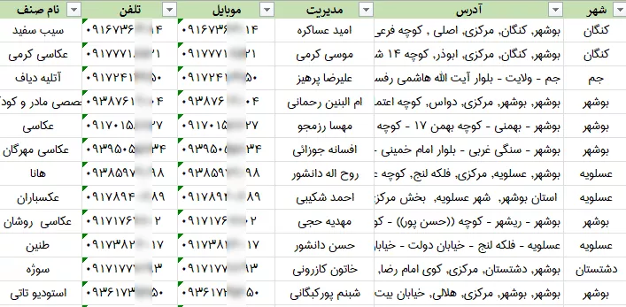 اطلاعات آتلیه عکاسی بوشهر