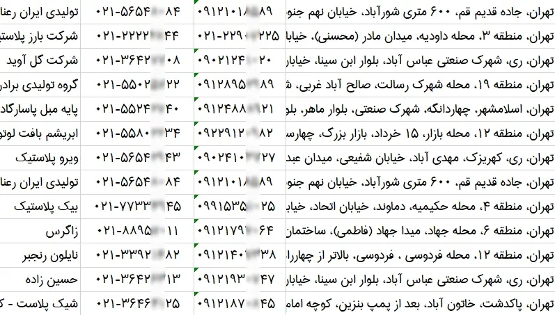 اطلاعات و لیست تولیدکنندگان مصنوعات پلاستیکی تهران