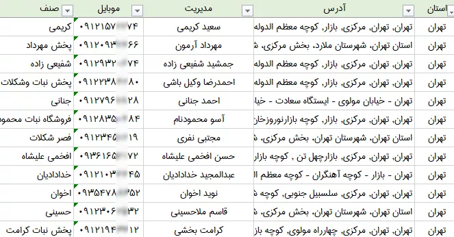 اطلاعات عمده فروشان لوازم قنادی کشور1