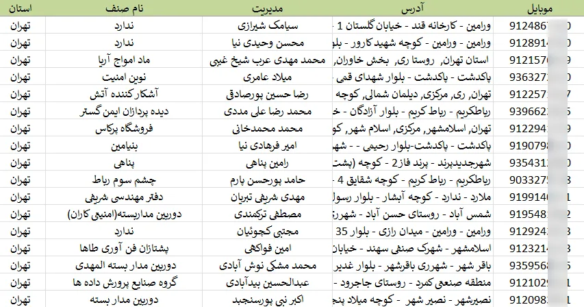 اطلاعات فروشگاه های سیستم های حفاظتی تهران