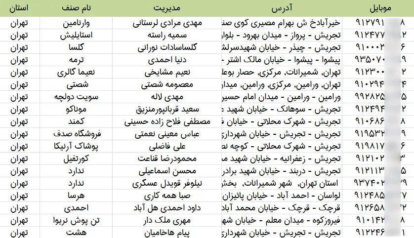 اطلاعات مانتو فروشی های تهران