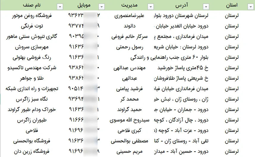 اطلاعات و لیست مشاغل شهر دورود
