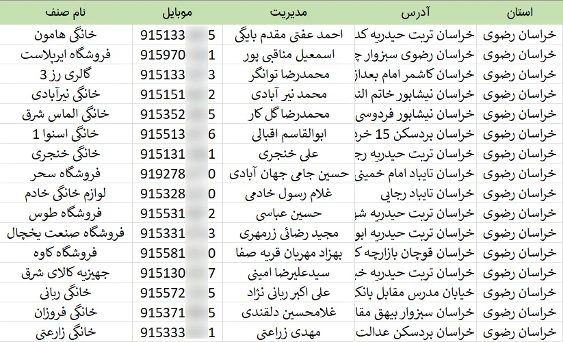 شماره موبایل و لیست تعمیرکنندگان لوازم خانگی مشهد