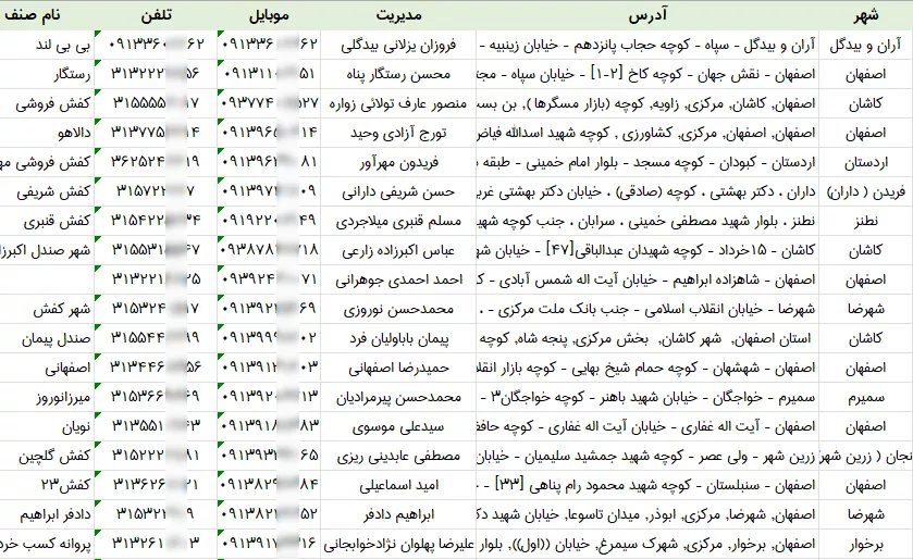 اطلاعات کفش فروشی اصفهان