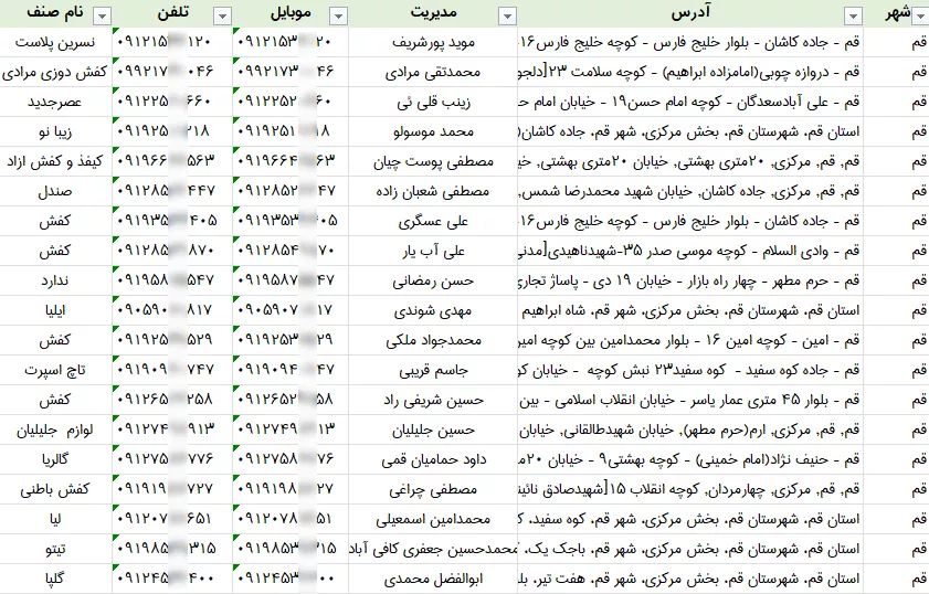 اطلاعات کفش فروشی قم