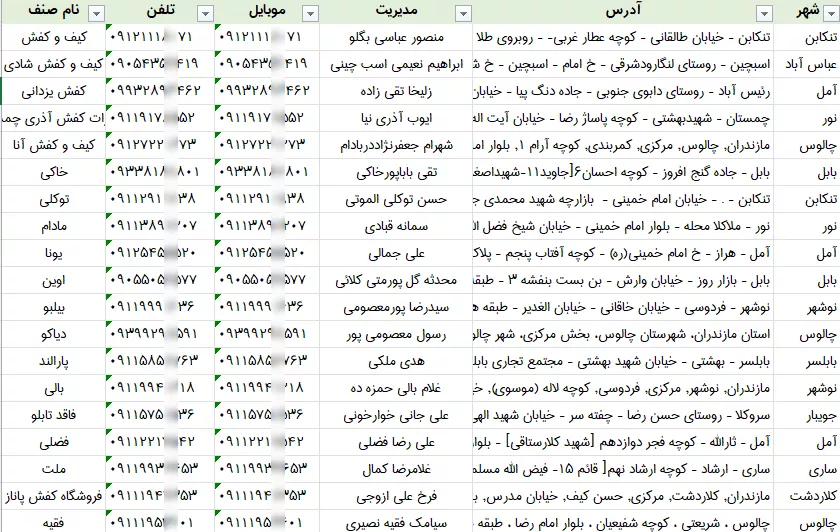 اطلاعات کفش فروشی مازندران