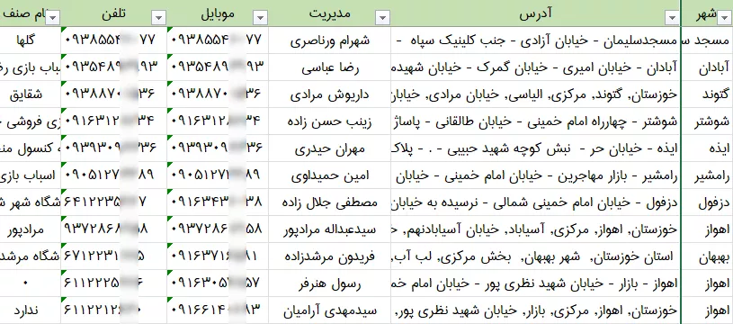 بانک اطلاعات اسباب بازی فروشی های استان خوزستان