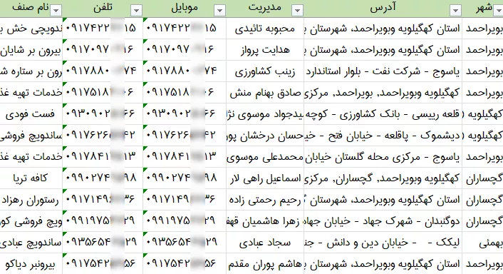 اطلاعات و لیست فست فودهای کهگیلویه و بویر احمد