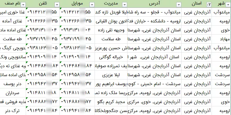 اطلاعات و لیست فست فودهای آذربایجان غربی