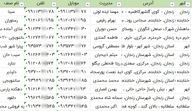 اطلاعات و لیست فست فودهای زنجان