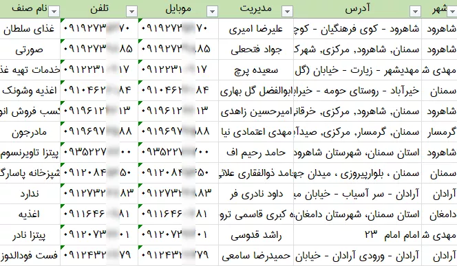 اطلاعات و لیست فست فودهای سمنان