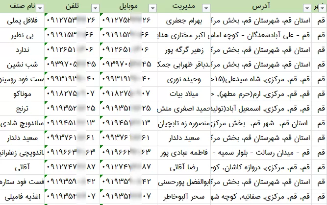 اطلاعات و لیست فست فودهای قم