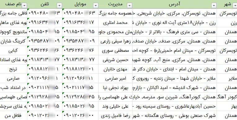 اطلاعات و لیست فست فودهای همدان