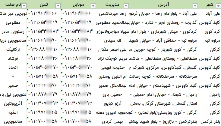 اطلاعات و لیست فست فودهای گلستان