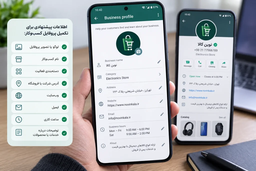 تکمیل پروفایل واتساپ بیزینس