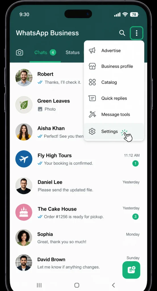 رفتن به تنظیمات